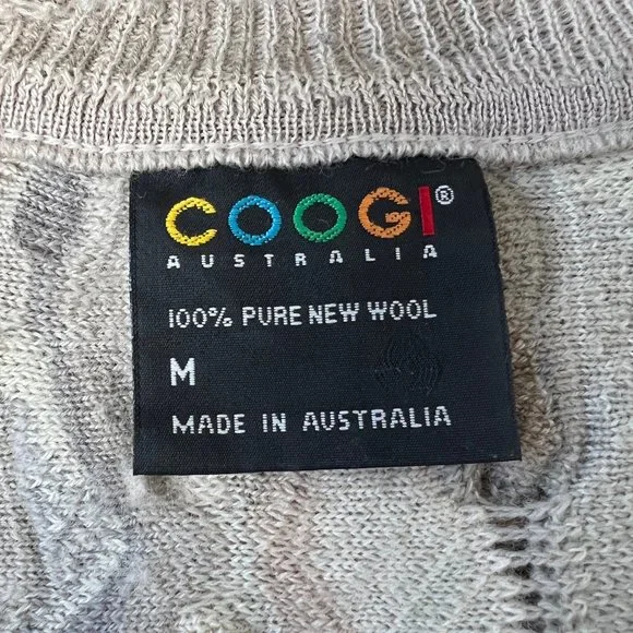 Rare COOGI Australia Wool 3D Cable Knit Oversized Sweater Vest Cardigan 80s 90s - Picture 5 of 8